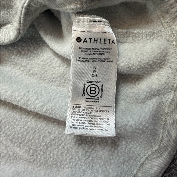 Athleta Women's Purana Wrap Style Hoodie Sweatshirt Fog Grey | Small - Picture 11 of 12